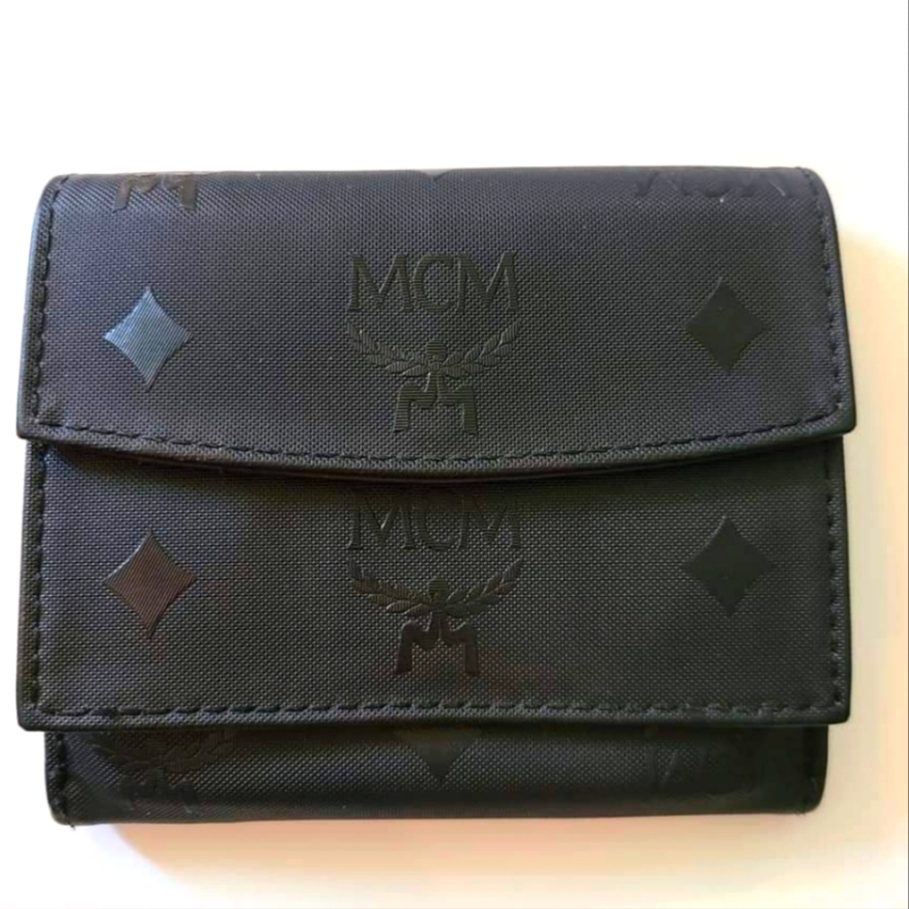 MCM Logo Pattern Black Unisex Wallet
